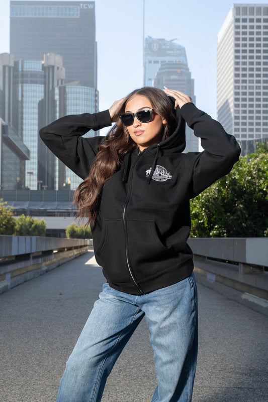 Unisex Black Zip-Up Hoodie